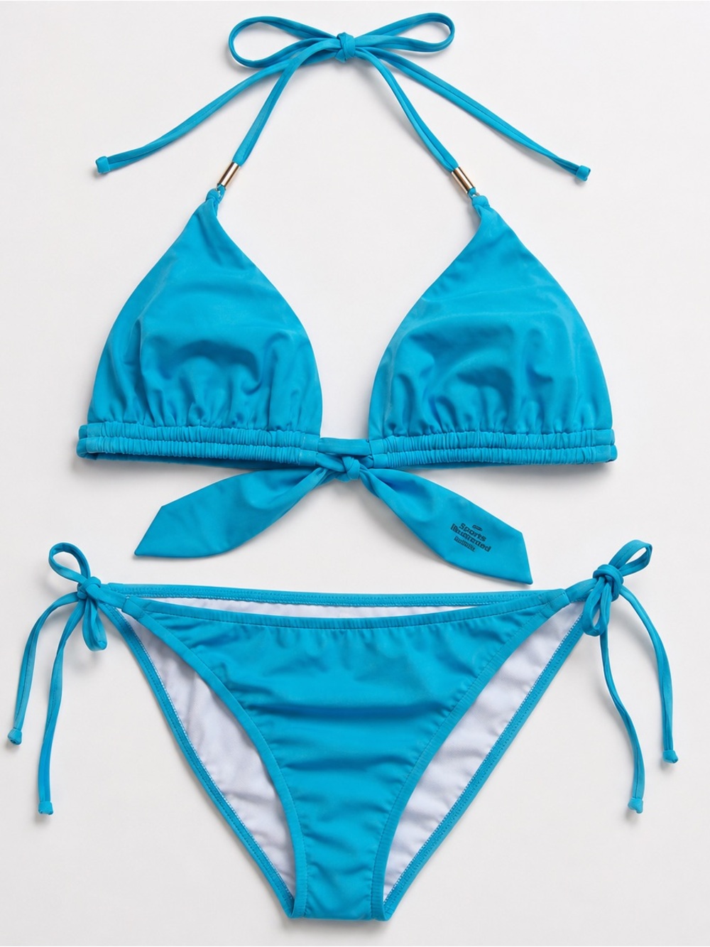 sports Illustrated swim Triangle Tie-Back Bikini Set in Turquoise 1X